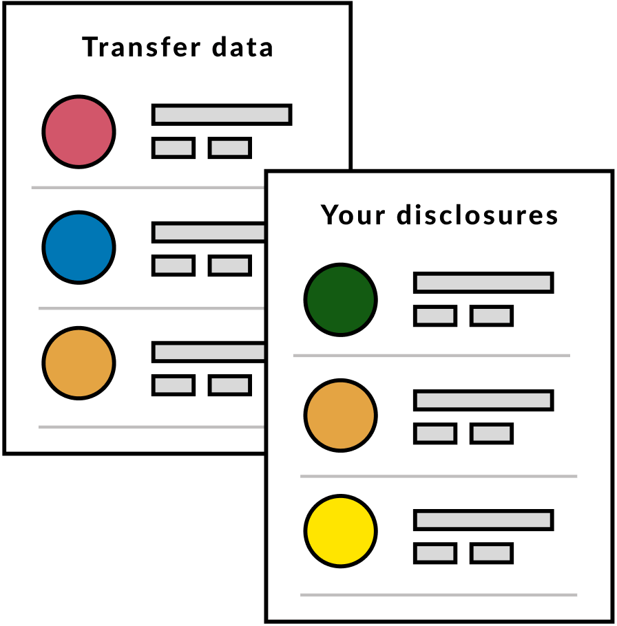 Data sheets graphic symbolizing data migration.